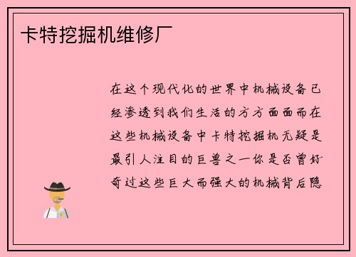 卡特挖掘机维修厂